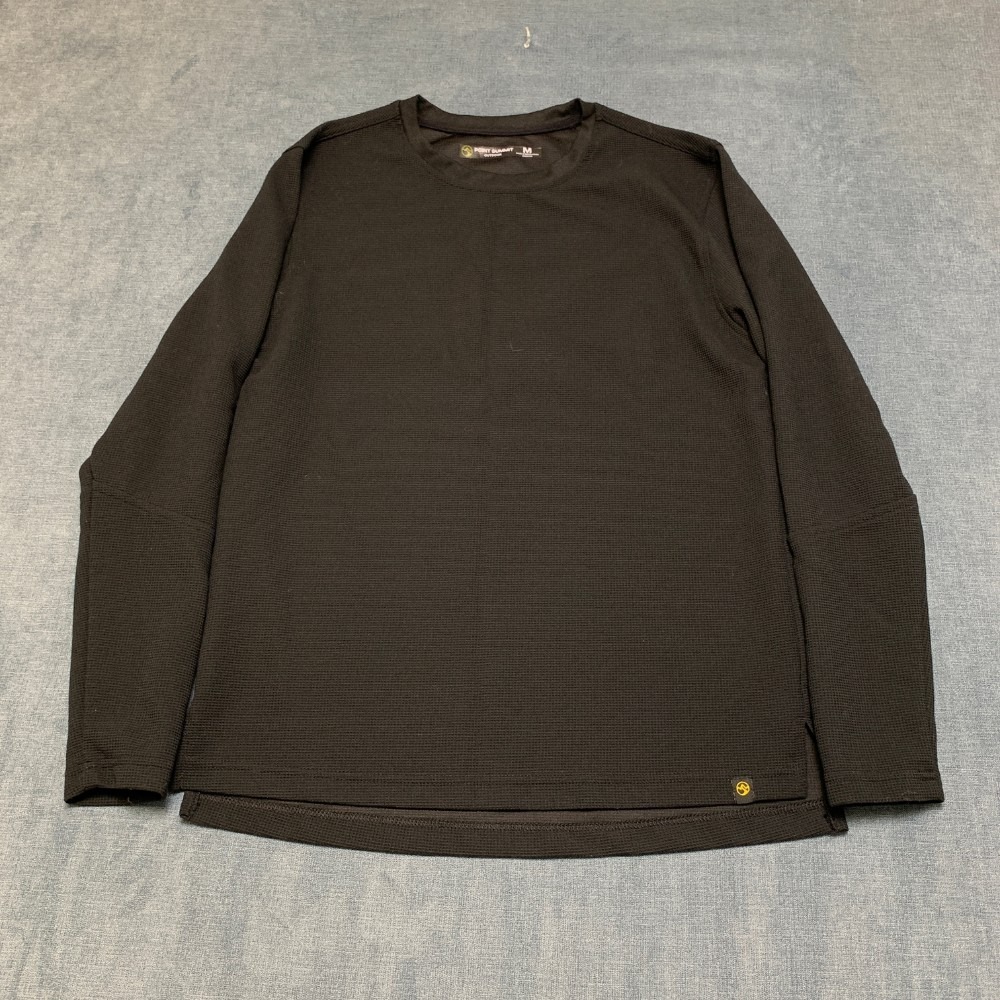 Point Summit Outdoor T-Shirt Mens Medium Black Waffle Knit Logo High Low Hem